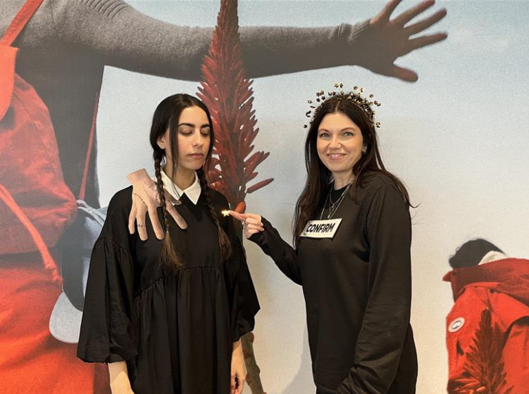 Canada Goose employee dressed as Confirm for Halloween