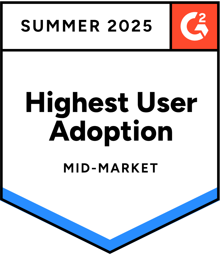 G2 Highest User Adoption Mid-Market - Summer 2025